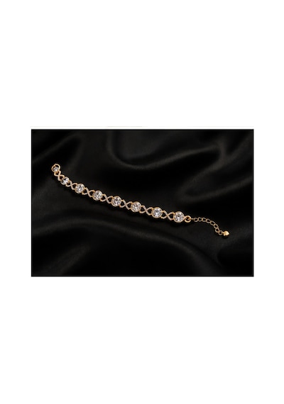 Xupıng Gold Renk Sonsuzluk Desenli Zirkon Taşlı Çelik Bileklik Xupıng & Luvia Unisex Çok Renkli