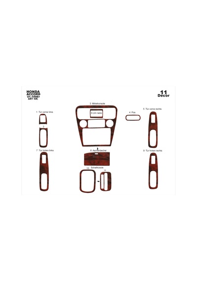 Honda Accord Euro Torpido Kaplama 1998-2002 11 Parça Maun