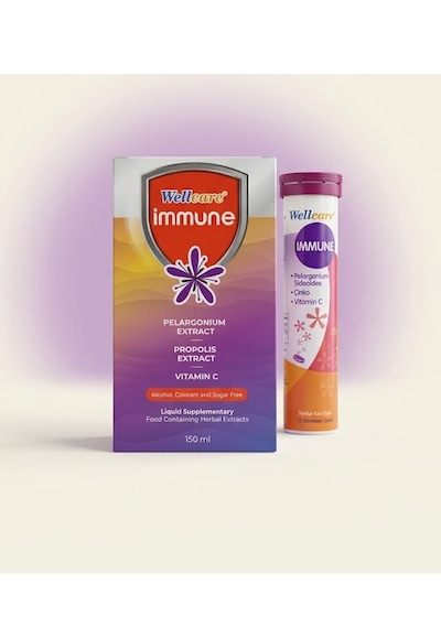 Wellcare Immune 15 Efervesan Tablet Wellcare Immune Bıtkısel Surup 150 Ml
