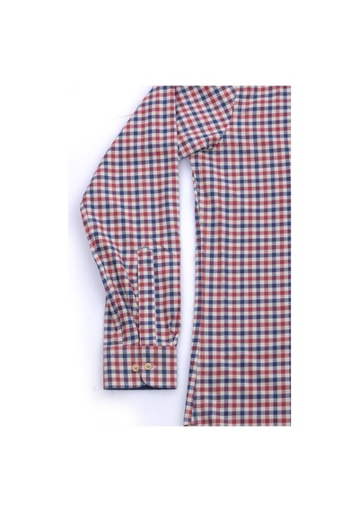 Giant Erkek Uzun Kol Kareli Gömlek - Minimalist Günlük Stil Bordo