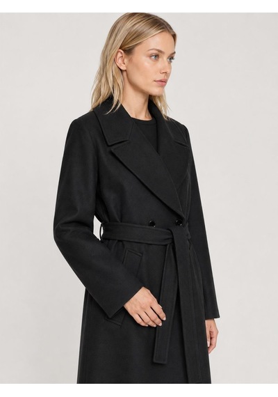 Loft Kadın Siyah Kruvaze Oversize Kaban Lf2044244 Q1.v1