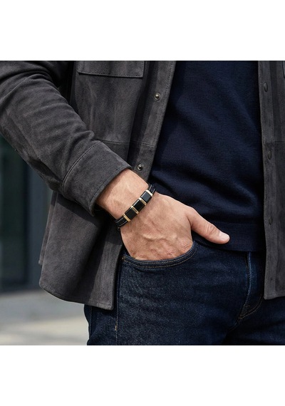 Moncuk Design Sarı-siyah 316l Çelik Ve Saç Örgü Erkek Deri Bileklik 33514b26d4 Çok Renkli