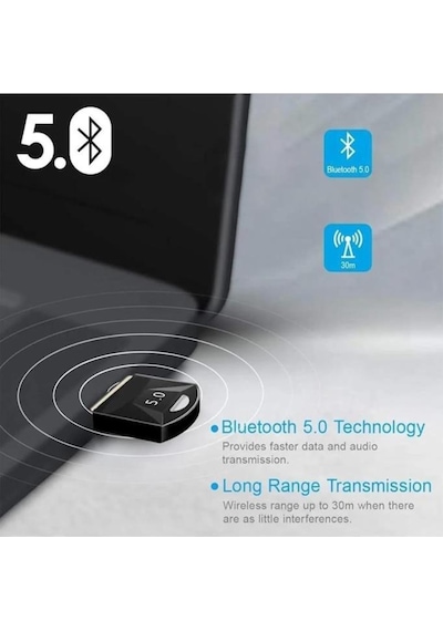 Masaüstü Bilgisayar Bluetooth Adaptör V5.0 Usb Dongle Bluetooth Aparatı Çevirici Dönüştürücü
