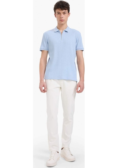 DeFacto Slim Fit Dar Kesim Polo Yaka Kısa Kollu Fitilli Kaşkorse Yarım Fermuarlı Tişört D3948AX25SMBE366