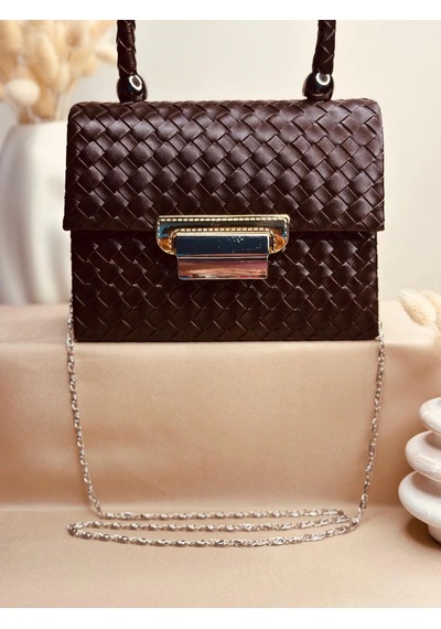 Elora Atelier Elora Örgü Desen Kahve Çanta Çok Renkli