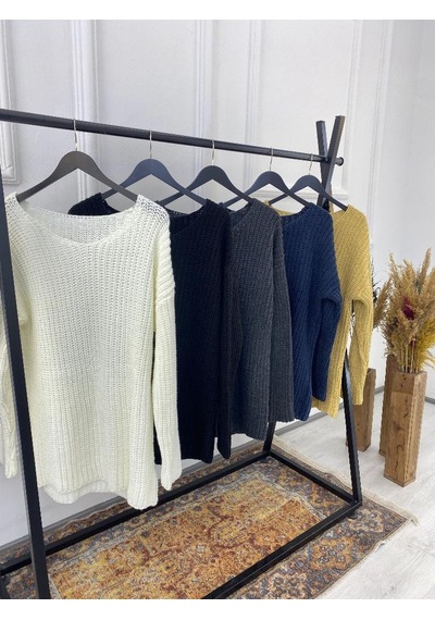 Elku Moda Elkumoda Kazak Oversize Triko Bol Kesim Salaş Kazak-2823