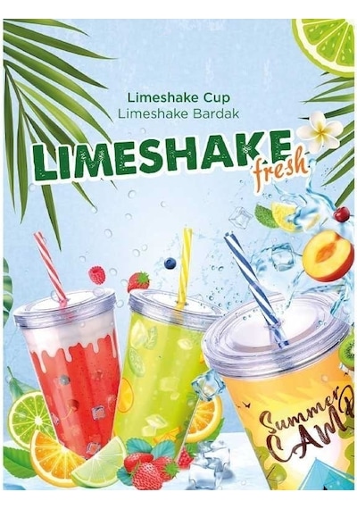 Cool Lime Bardağı - Limeshake Bardak 600 Ml Renkli