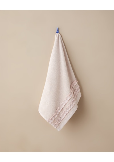 English Home Soft Ruffle Pamuk Yüz Havlusu 50x80 Cm Pudra