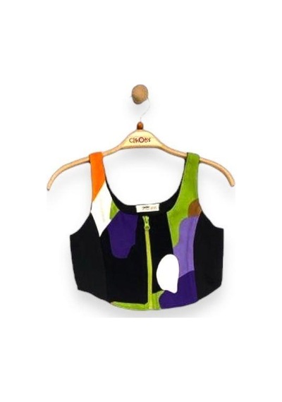 Çikoby Kız Çocuk Bluz Pantolon Desenli Takım-13764 Siyah