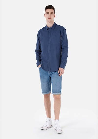 Colin's Colins Regular Fit Shirt Neck Düz Erkek Mavi Uzun Kol Gömlek Cl1068392 Q1.v1 Inv İndigo