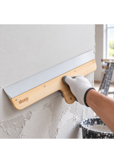 Skarp Eğri Saplı Spatula 40 Cm Paslanmaz Çelik Macun Sıva Derz Düzeltme Temizlik Ispatulası