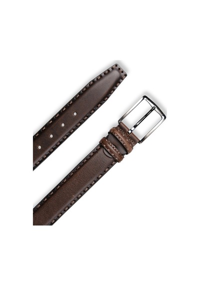 Mft Leather Hakiki Deri Erkek Kemer Dikiş Desen, 4 Cm, Kahve 7604 Kahve
