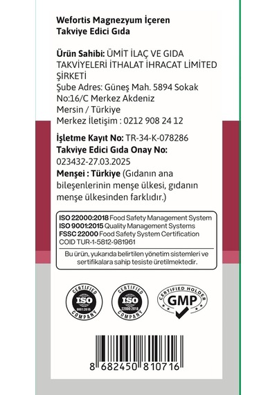 Tr Magnezyum Kompleks 3'ü 1 Arada 60 Tablet