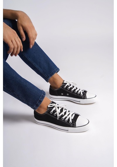 Mubiano Mbcvs200s Düz Taban Bağcıklı Erkek Siyah Bez Spor Ayakkabı & Sneaker Siyah