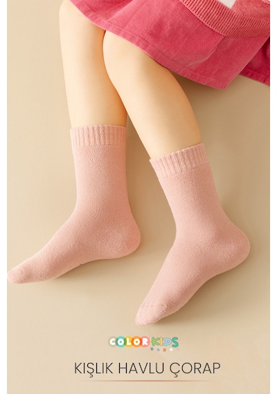 Color Socks 5 Çift Kışlık Kız Çocuk Havlu Çorap Seti Isı Emici Çok Renkli