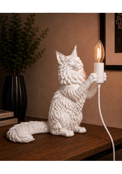 3dlab 3d Lab Siyah Kedi Figürlü Premium Dekoratif Masa Lambası Beyaz