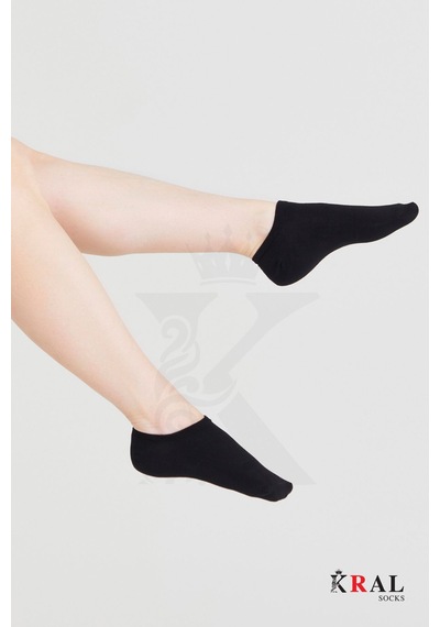 Kral Socks Kadın Pamuklu Terletmez 10'lu - 10 Çift Yazlık Görünmez Çorap Siyah