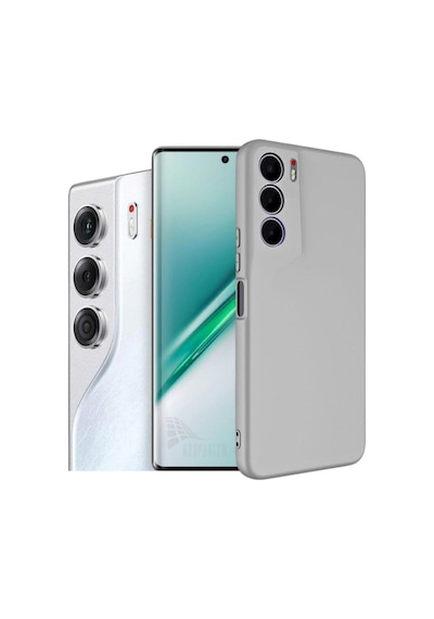 Tecno Camon 40 Pro CM6 Uyumlu Silikon Kılıf - Kamera Korumalı Esnek Pastel Renk Kapak - Gri