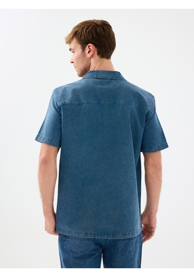 Oversize Erkek Gömlek K.kol Denim