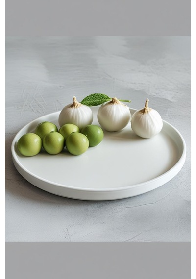 Dekoratif Yuvarlak Sunum Tepsisi & Mumluk Organizer Çok Amaçlı Şık Tabak Ve Kase 20 Cm X 20 Cm 1 Adet