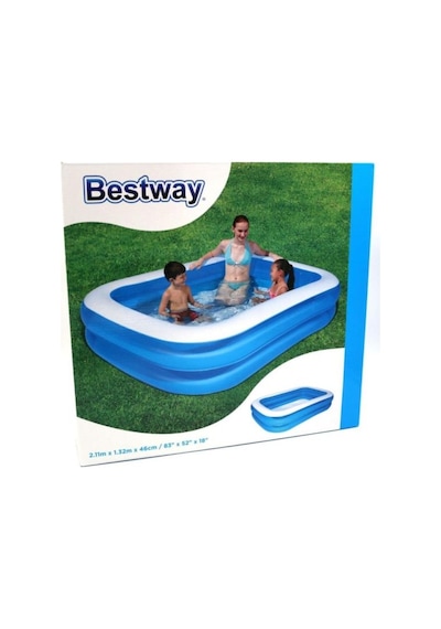 Bestway 12819 Büyük Boy Dikdörtgen Şişme Aile Havuzu 211x132x46cm Çok Renkli