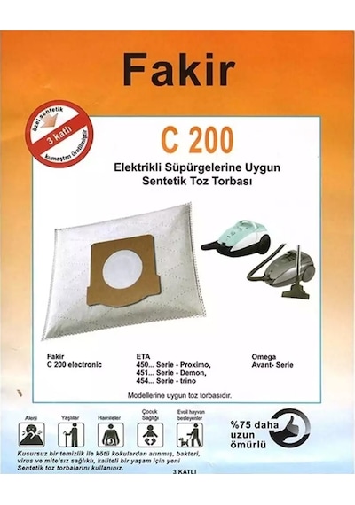 Fakir C 220 Electronic Uyumlu Sentetik Toz Torbası