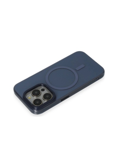 Apple iPhone Uyumlu 15 Pro Max Kılıf Anka Pc Magneticsafe Sert Metal Kapak - Lacivert Düz Renkli