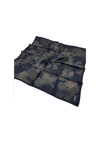 Armine İpek Eşarp 2026 Kış - 9428-05 Lacivert Gold Twill Lacivert Gold