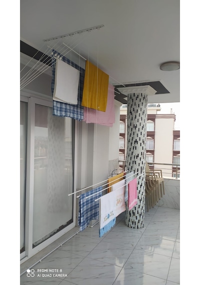 Yıldız White 4 Sıralı 150 Cm Boyunda Asansörlü Çamaşır Kurutucu Gümüş