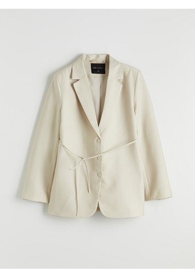 Lcw Modest Bej Kuşaklı Yaka Kadın Blazer Ceket
