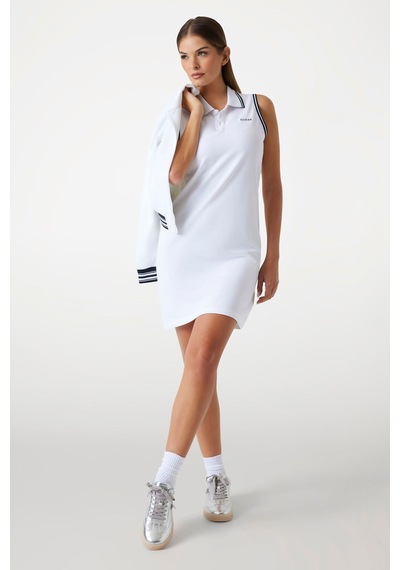 Guess Polo Yaka Kadın Elbise Beyaz