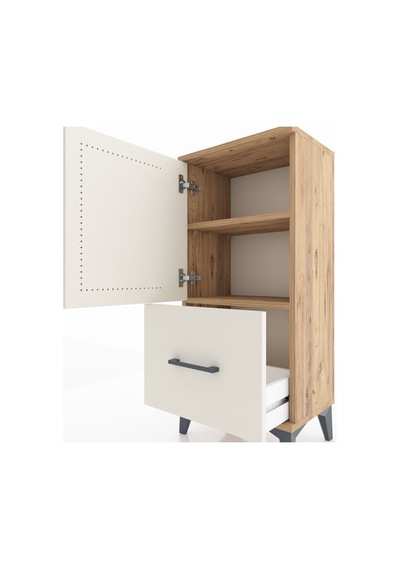 Arges Komodin 2 Raflı Tek Çekmeceli Tek Kapaklı 44x30x96 Çam-aytaşı Atlas Çam