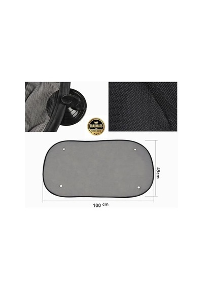 Trakmats Opel Corsa D 2006-2014 İle Uyumlu Oto Arka Cam Güneşlik, Oval Tül Vantuzlu, 100x50 Cm, Siyah