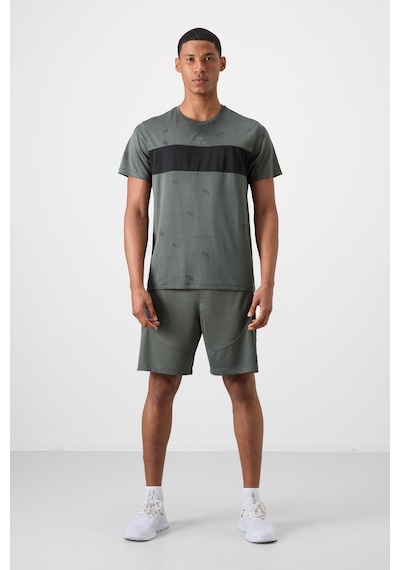 Tommy Life Haki Polyester Nefes Alan Jakarlı İnce Esnek Standart Fit Erkek Performans T-shirt - 88398 Haki