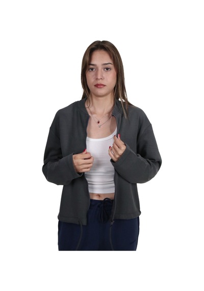 Shinzone Kadın Modal Kumaş Bel Bağcıklı Antrasit Ceket Hırka Antrasit