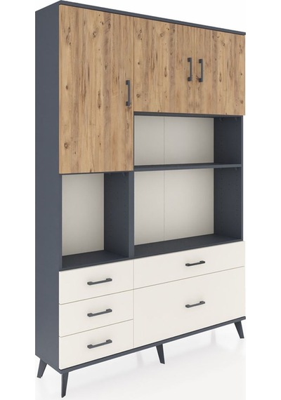 Arges Dolap 8 Raflı 5 Çekmeceli 3 Kapaklı 132x30x195 Antrasit... Antrasit
