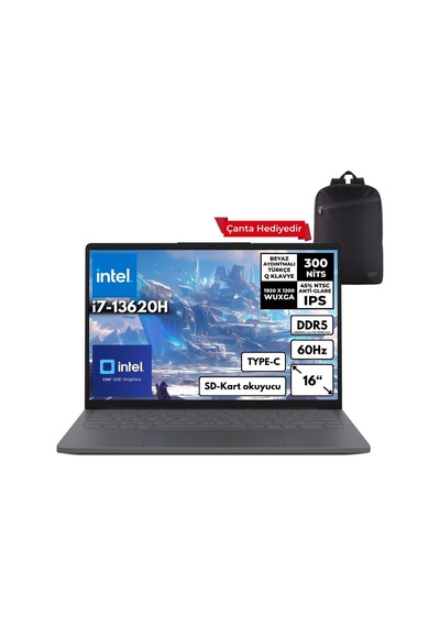 Lenovo IdeaPad Slim 3 16IRH10 83K2001WTRHMF1 i7-13620H 8 GB 1 TB SSD 16" Free Dos Dizüstü Bilgisayar