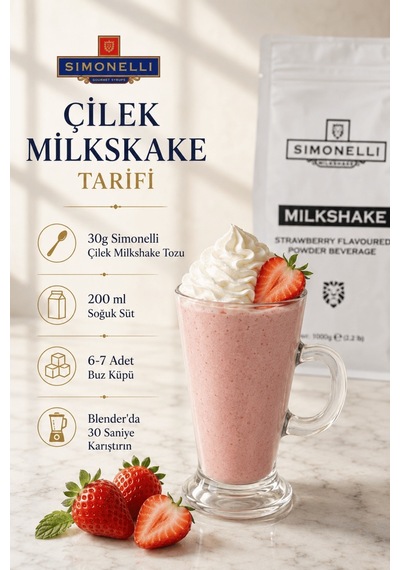 Simonelli Çilek Aromalı Toz Milkshake Karışımı 1 KG