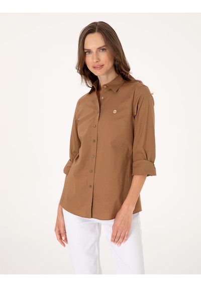 Pierre Cardin Kadın Camel Gömlek Desenli 50313589-vr015 CAMEL