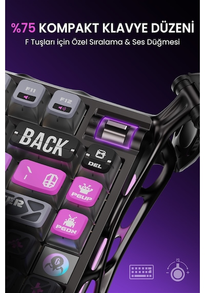 Gravastar Mercury K1 Pro+x Kablosuz Rgb Işıklı Mekanik Q Gaming Klavye Ve Optik Mouse Seti, Special Optik