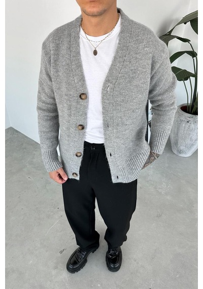 Gri Basic Soft Relaxed Hırka Gri