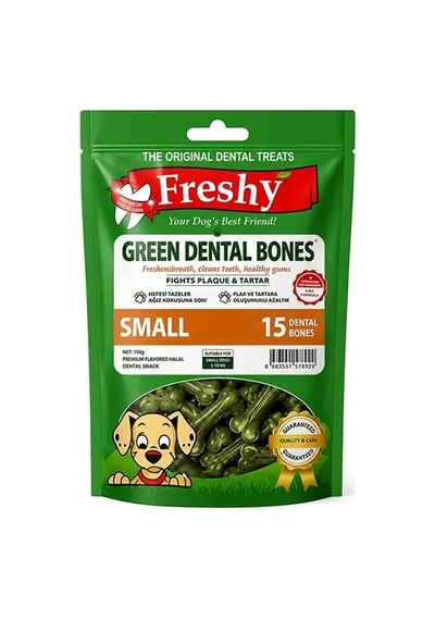 Freshy Dental Yeşil Kemik Köpek Ödülü 15'li Paket - 150 Gr