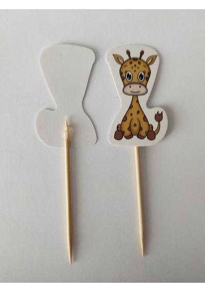 30 Adet Dekoratif Karton Sevimli Zürafa Şeklinde Pasta Kürdanı 6,5 Cm