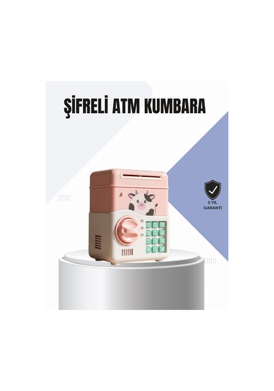 Pembe Elektronik Şifreli Otomatik Para Çeken Atm Kumbarası - Lisinya