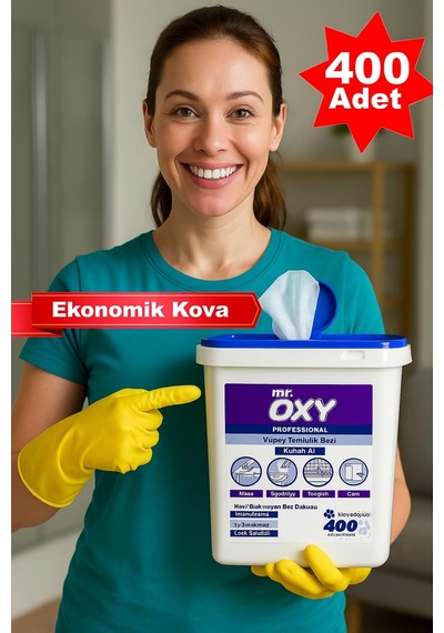 Mr.oxy Mr. Oxy Profesyonel Yüzey Temizlik Mendili 400'lü Tekli