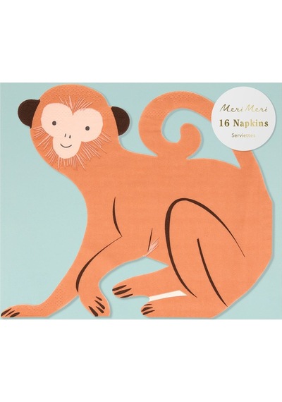 Meri Meri - Monkey Die Cut Napkins - Maymun Peçeteler - 16'lı