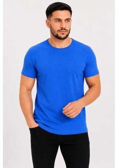 Defymoda Erkek Basic Tişört Bisiklet Yaka Kısa Kol Günlük Yazlık Slim Fit T-shirt - Saks Mavisi Defymoda Erkek Basic Tişört Bisiklet Yaka Kısa Kol Günlük Yazlık Slim Fit T-shirt - Saks Mavisi