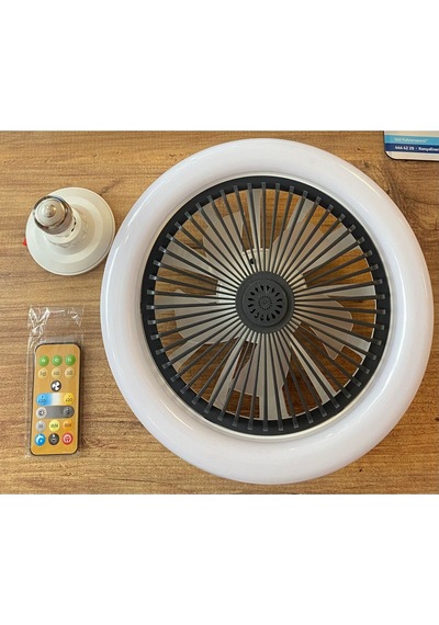 Vantilatör Ampul Üç Renkli Işık Fanlı Kumandalı Rgb