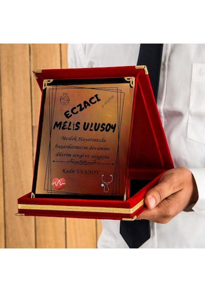 Eczacılara Özel Hediye Kadife Plaket