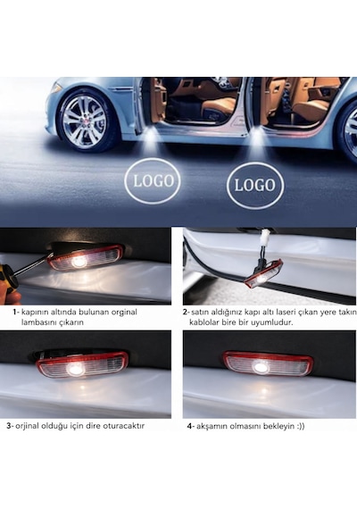 Volkswagen Vw Eos 2006 2007 2008 2009 2010 Uyumlu Kapı Altı Led Logo Projektörü 3 Boyutlu Hayalet Karşılama Işığı Lazer Işık Geçmeli